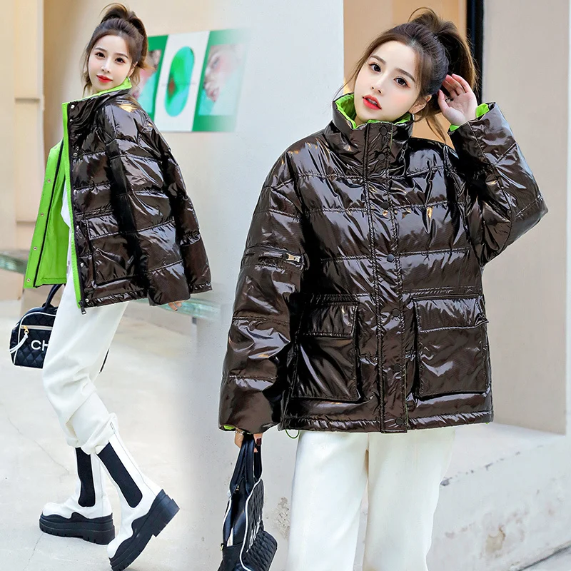 

Clothes Women New Winter Thicked Warm Outwear Stand Neck Short Korean Fahsion Puffer Parkas Loose Casual Down Jacket Coat