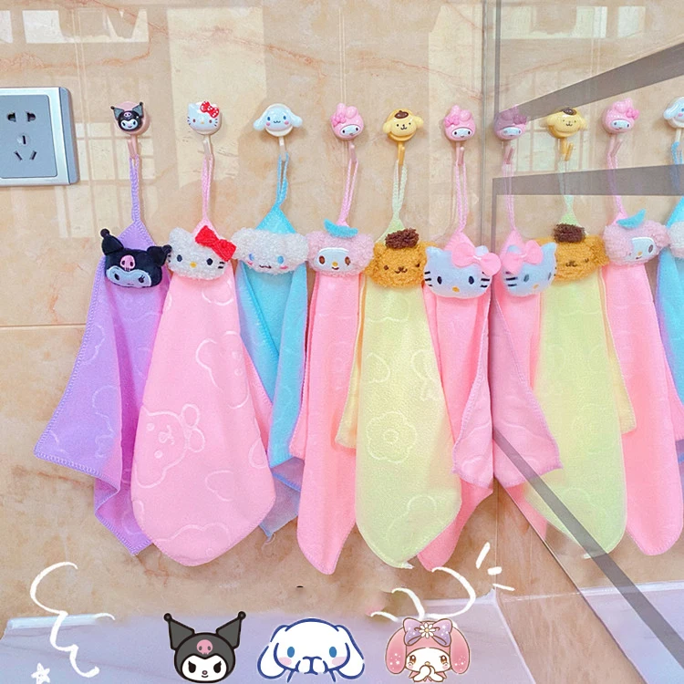 Sanrios Cinnamoroll Kuromi Mymelody kawaii Anime Plush Square Towel Anime Hanging Hand Towels Fabric Absorbent Cleaning Towel
Sanrios Cinnamoroll Kuromi Mymelody kawaii Anime Plush Square Towel Anime Hanging Hand Towels Fabric Absorbent Cleaning Towel