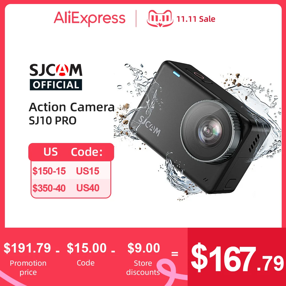 

SJCAM Action Camera SJ10 PRO 4K 60FPS Gyro Stabilization WiFi 8x Zoom Bicycle Helmet Waterproof Cam Sports Video Action Cameras