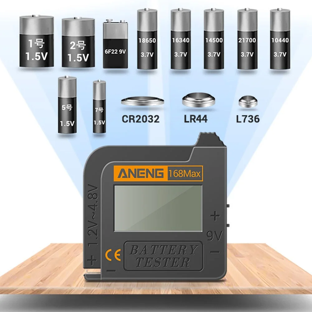 AN-168 Portable Digital Battery Tester Lithium Battery Power Capacity Test Voltage Analyz Display Check AAA AA Button Cell Test
AN-168 Portable Digital Battery Tester Lithium Battery Power Capacity Test Voltage Analyz Display Check AAA AA Button Cell Test