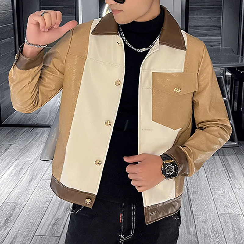 2022 New Leather Jackets Men Fashion Stitching Motorcycle Bike Jacket Turn Down Collar PU Leather Coata Streetwear Male Clothing
2022 New Leather Jackets Men Fashion Stitching Motorcycle Bike Jacket Turn Down Collar PU Leather Coata Streetwear Male Clothing