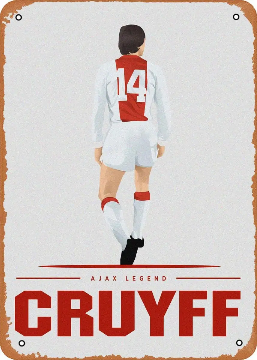 Ysrseu John Cruyff Metl Tn Sgn 8x12 n Sport Plyer Vntge Плакат Mn Cve Decortve