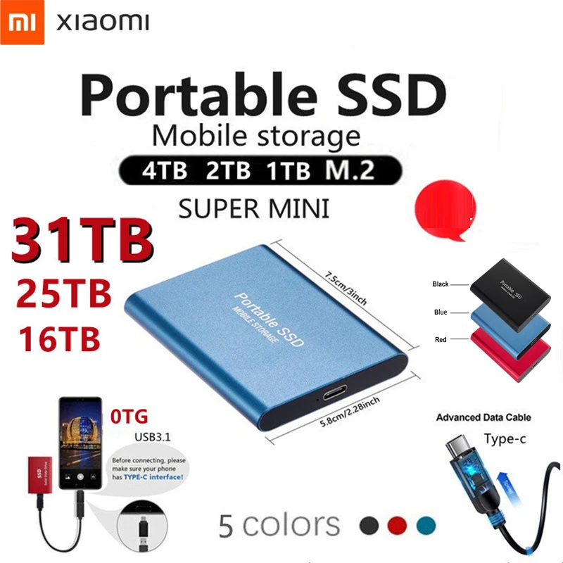 2022 Xiaomi New Original SSD External Hard Drive 2TB 1TB HD Externo USB HDD Storage Device Hard Drive Desktop Notebook Computer
2022 Xiaomi New Original SSD External Hard Drive 2TB 1TB HD Externo USB HDD Storage Device Hard Drive Desktop Notebook Computer