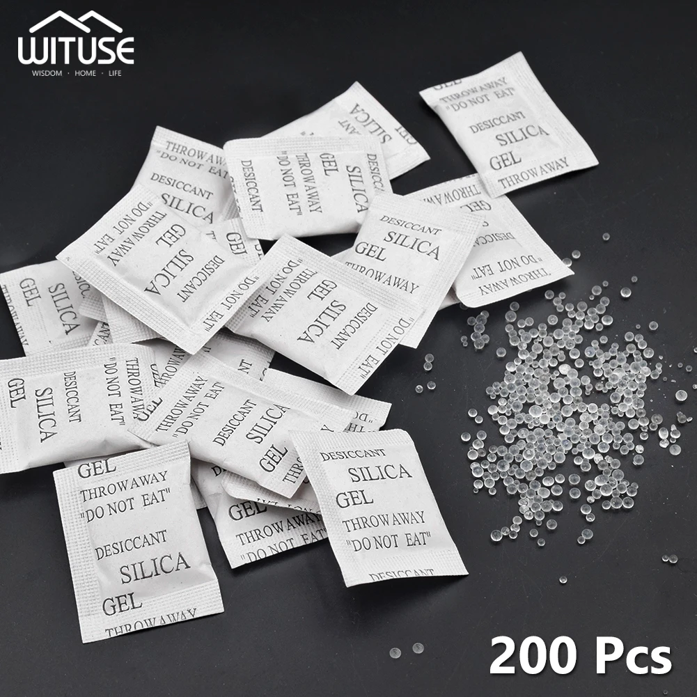 200pcs/Pack Non-Toxic Silica Gel Sachets Desiccant Pouches Drypack Ship Drier Moisture Absorber Dehumidifier For Food Storage - купить по