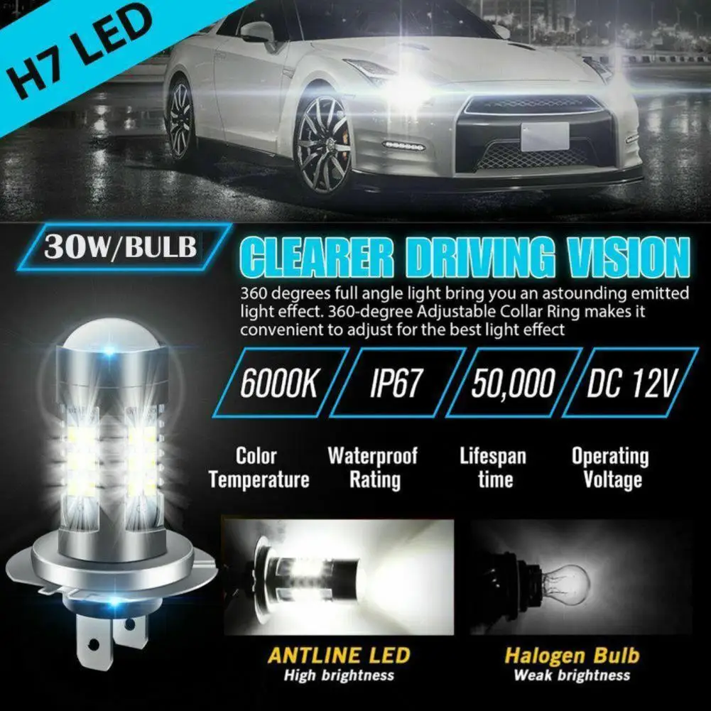 2Pcs H7 LED Headlight High Brightness Safe IP67 Waterproof Car Modification Daytime Running Light for DIY
2Pcs H7 LED Headlight High Brightness Safe IP67 Waterproof Car Modification Daytime Running Light for DIY
