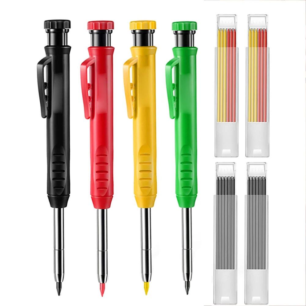 Carpenter Pencil With Refill Leads Built-In Sharpener For Deep Hole Marker Woodworking Tool For Metal Plastic Glass Wood Marking
Carpenter Pencil With Refill Leads Built-In Sharpener For Deep Hole Marker Woodworking Tool For Metal Plastic Glass Wood Marking