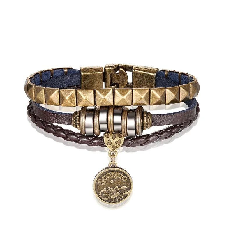 Hot Fashion 12 Constellation Men Bracelets Hand Woven Multilayer Metal Accessories Leather Bracelets For Men Jewelry Gift
Hot Fashion 12 Constellation Men Bracelets Hand Woven Multilayer Metal Accessories Leather Bracelets For Men Jewelry Gift