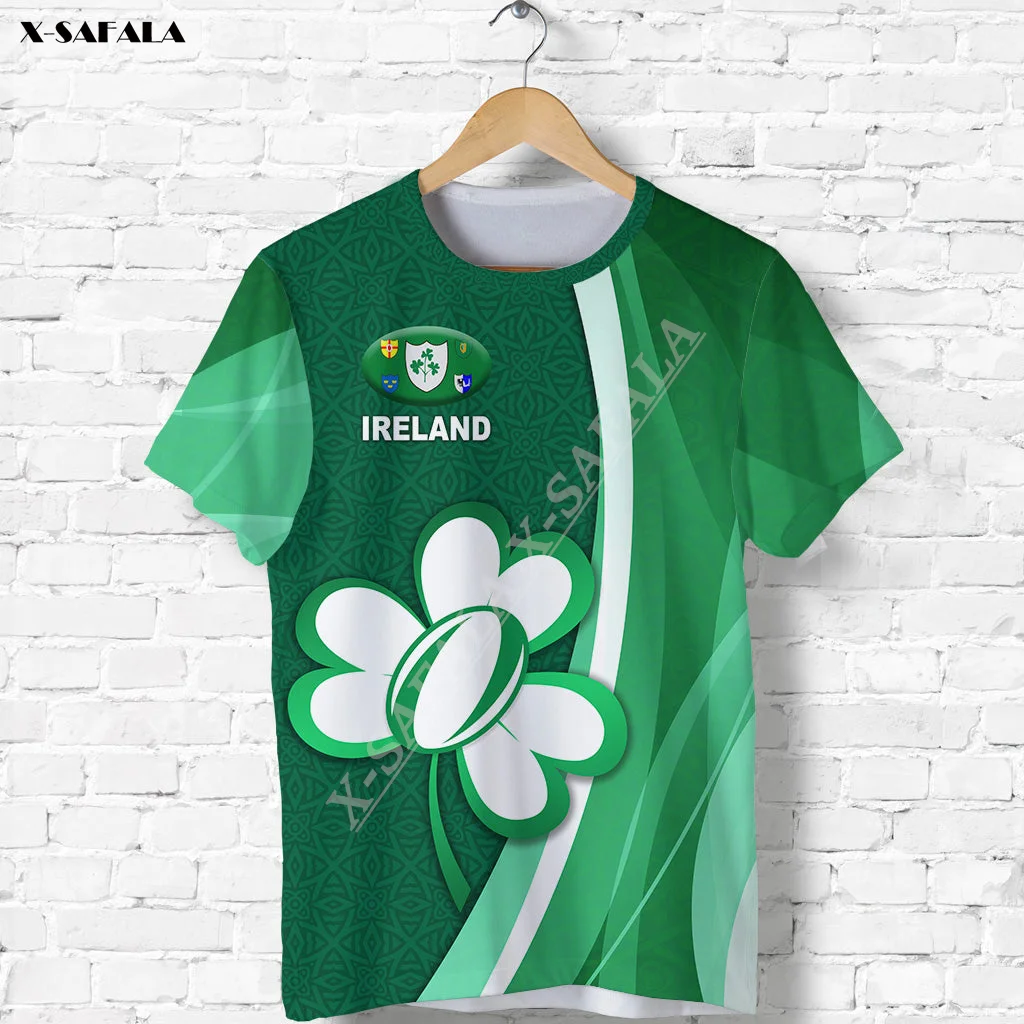 

Ireland Shamrock Irish Celtic Custom Name 3D Print T-Shirts Tops Tees Short Sleeve Casual Milk Fibe High End Quick Dry