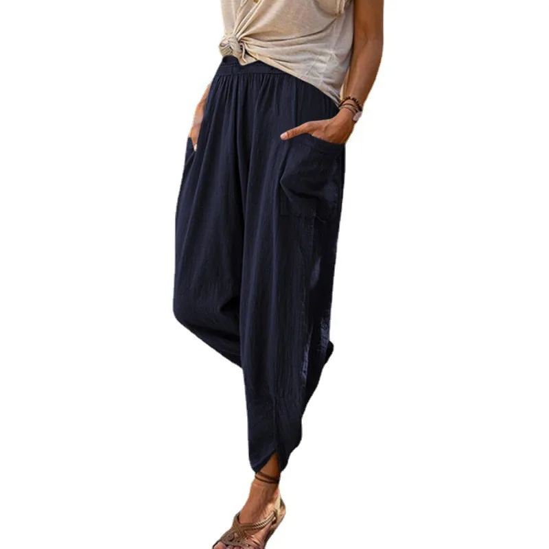 Spring and Summer Newest Casual Loose Women's Cropped Trousers with Pocket Cotton Linen Pencil Pants Beach Pants Women Clothes
Spring and Summer Newest Casual Loose Women's Cropped Trousers with Pocket Cotton Linen Pencil Pants Beach Pants Women Clothes