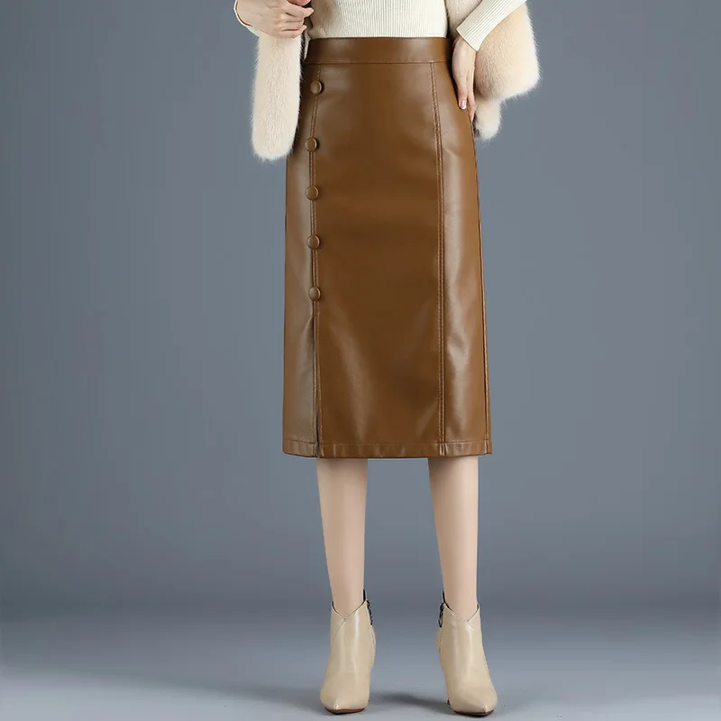 Коричневая черная юбка из искусственной кожи большого размера женская 2023 осень-зима Модная юбка трапециевидной формы с высокой талией женская тонкая юбка из искусственной кожи леди M-4XL
Коричневая черная юбка из искусственной кожи большого размера женская 2023 осень-зима Модная юбка трапециевидной формы с высокой талией женская тонкая юбка из искусственной кожи леди M-4XL
