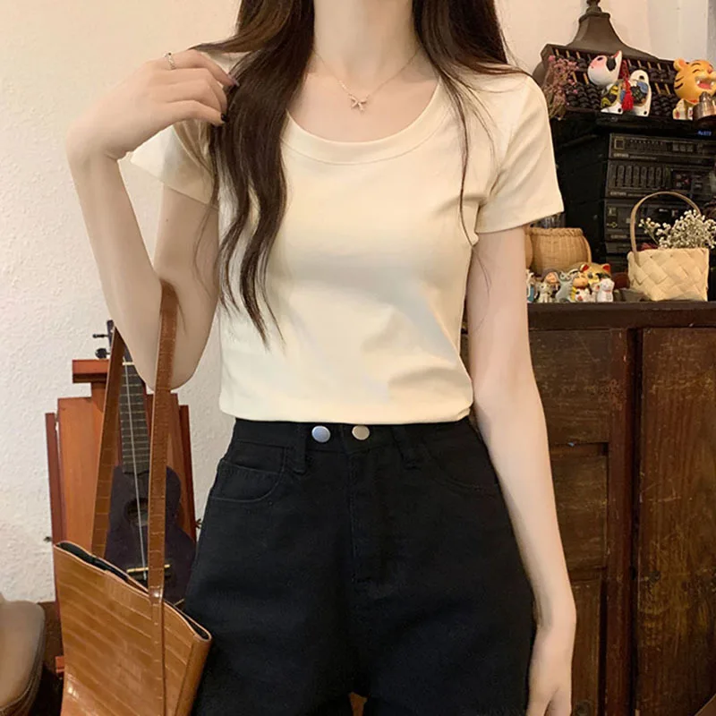 Short blouse womens summer 2023 new pure cotton shoulder meat short-sleeved base t-shirt black
Short blouse womens summer 2023 new pure cotton shoulder meat short-sleeved base t-shirt black