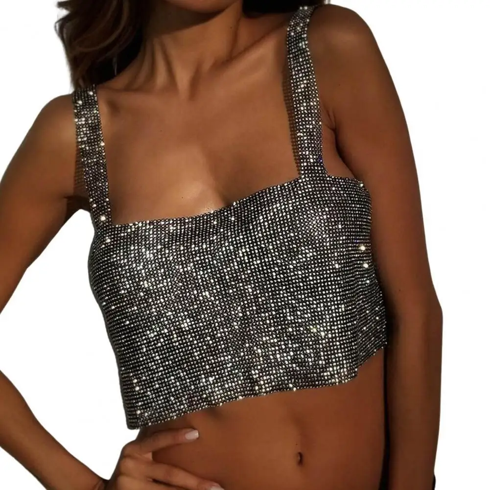 Backless Vest Top Hollow Shining Rhinestone Design Strap Vest Short Style Strap Top
Backless Vest Top Hollow Shining Rhinestone Design Strap Vest Short Style Strap Top