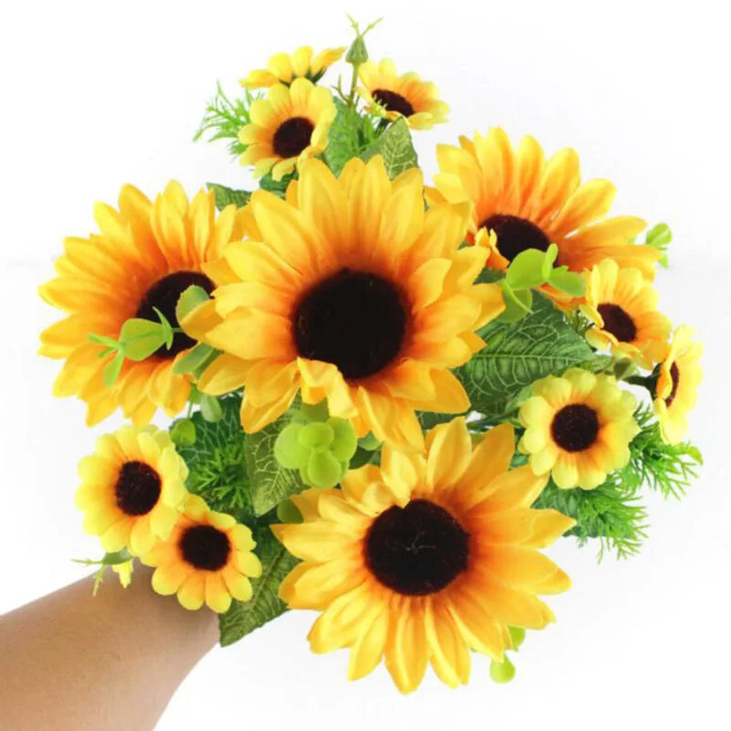 Beautiful Sunflower Bouquet Silk Sun Flower Artificial Flower Head for Home Garden Party Wedding DIY Decoration
Beautiful Sunflower Bouquet Silk Sun Flower Artificial Flower Head for Home Garden Party Wedding DIY Decoration