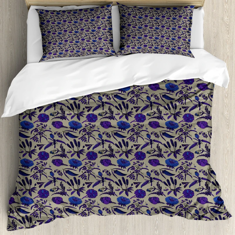 Floral Duvet Cover Set King Size, Hand-Drawn Aquarelle Wildflowers Plants Leaves Pattern, Decorative 3 Piece Bedding Set with 2
Floral Duvet Cover Set King Size, Hand-Drawn Aquarelle Wildflowers Plants Leaves Pattern, Decorative 3 Piece Bedding Set with 2