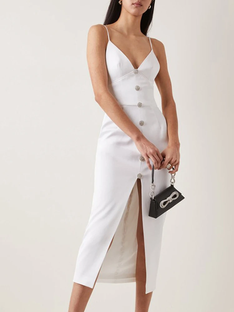 HIGH QUALITY Newest 2022 Fashion Runway Show Women's Spaghetti Strap Diamonds Single Breasted Slit Bandage Dress
HIGH QUALITY Newest 2022 Fashion Runway Show Women's Spaghetti Strap Diamonds Single Breasted Slit Bandage Dress