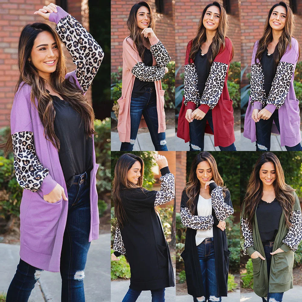 Autumn and winter 2020 new women's jacket large casual T-shirt medium length leopard print stitching cardigan top
Autumn and winter 2020 new women's jacket large casual T-shirt medium length leopard print stitching cardigan top
