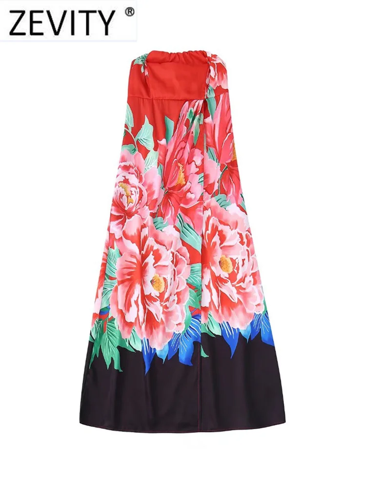 

Женское пикантное облегающее платье миди Zevity контрастных цветов с цветочным принтом, без бретелек, женское шикарное кимоно с открытой спин...