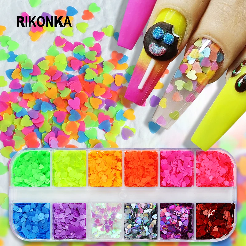 Флуоресцентные 3D блестки в форме сердца для ногтей, набор для украшения ногтей, красивые неоновые пайетки 3 мм, летние Подвески «сделай сам» 
Флуоресцентные 3D блестки в форме сердца для ногтей, набор для украшения ногтей, красивые неоновые пайетки 3 мм, летние Подвески «сделай сам»