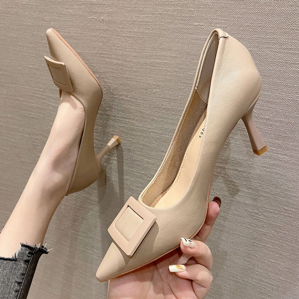 7cm Fashion New High Heels Pumps Pointed Toe Leather Ladies Dress Beige Shoes for Women 38 39 40
7cm Fashion New High Heels Pumps Pointed Toe Leather Ladies Dress Beige Shoes for Women 38 39 40