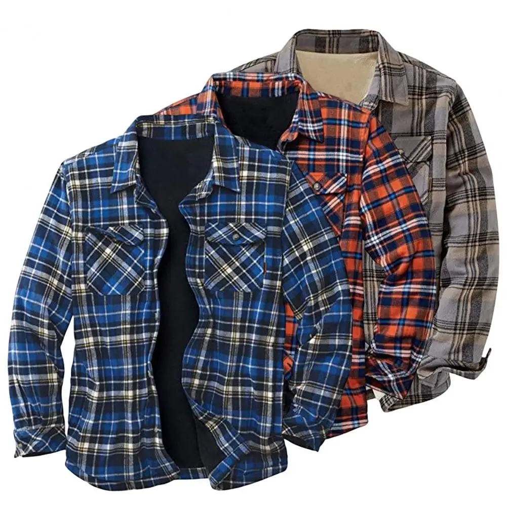 New Fashion Men Jacket Plaid Multi Pockets Long Sleeve Keep Warm Autumn Thicken Plush Lining Coat for Working
New Fashion Men Jacket Plaid Multi Pockets Long Sleeve Keep Warm Autumn Thicken Plush Lining Coat for Working
