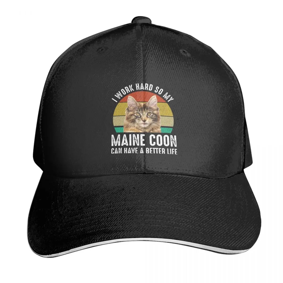 

I Work Hard So My Maine Coon Can Have A Better Life Casquette, Polyester Cap Customizable Unisex For Daily