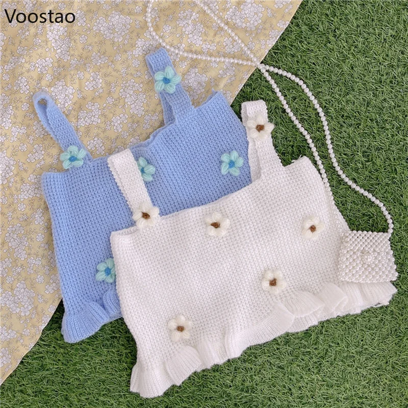 Japanese Kawaii Chic Tank Tops Women Sweet Flower Embroidery Cute Knitted Sweater Vest Girls Casual Sleeveless Knit Crop Tops
Japanese Kawaii Chic Tank Tops Women Sweet Flower Embroidery Cute Knitted Sweater Vest Girls Casual Sleeveless Knit Crop Tops
