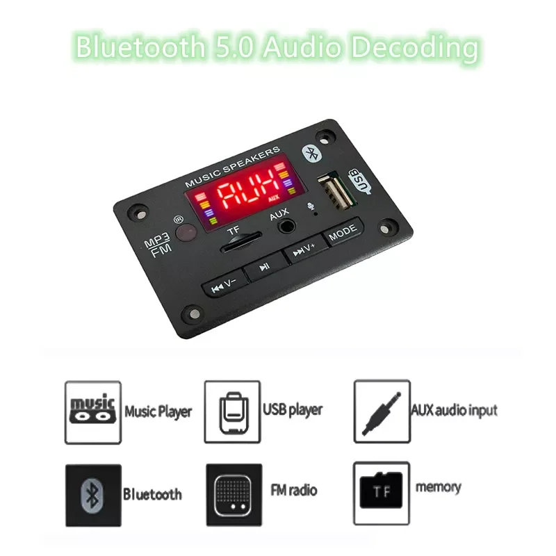 2022New MP3 Player Decoder Hands-free Board 5V 12V Bluetooth 5.0 Car FM Radio Module Support FM TF USB AUX Recorders
2022New MP3 Player Decoder Hands-free Board 5V 12V Bluetooth 5.0 Car FM Radio Module Support FM TF USB AUX Recorders