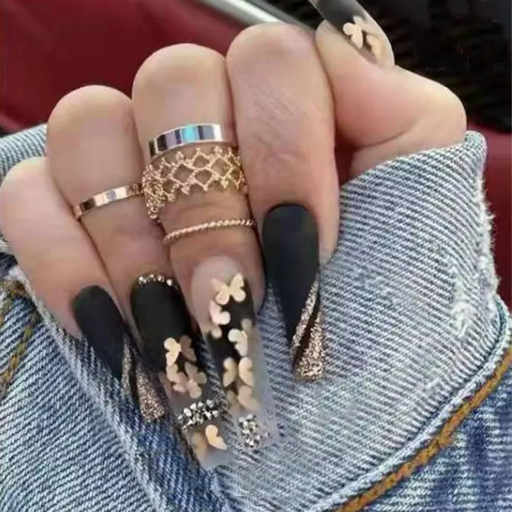 Golden Butterfly Pattern False Nails With Diamond Full cover Fake Nails Glue Manicure Nail Art Tools Long Coffin Ballerina Nails
Golden Butterfly Pattern False Nails With Diamond Full cover Fake Nails Glue Manicure Nail Art Tools Long Coffin Ballerina Nails