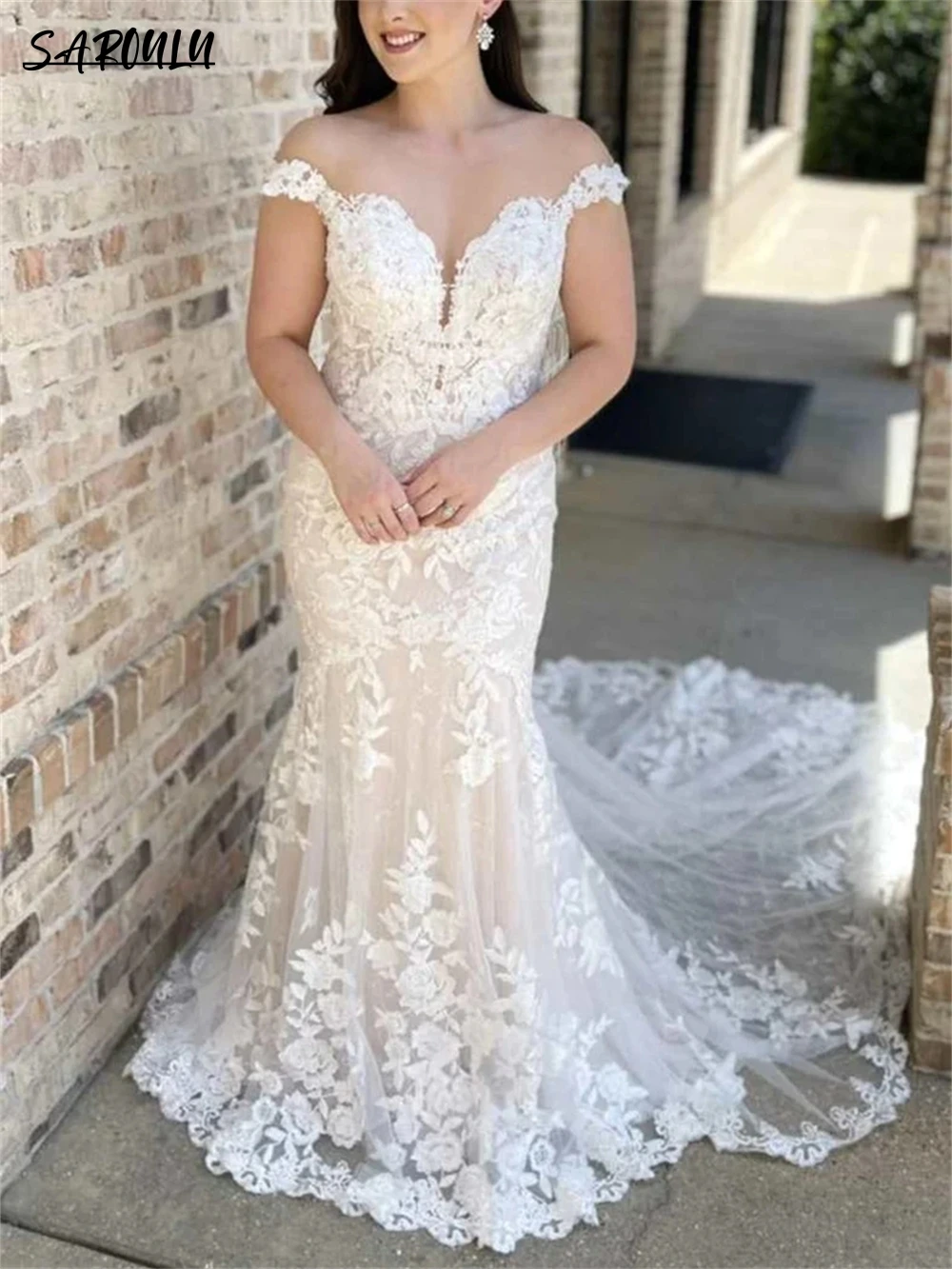 Off-the-Shoulder White Lace Wedding Gown Backless Mermaid Long Court Train Wedding Dress Bride Dresses Vestidos De Novia
Off-the-Shoulder White Lace Wedding Gown Backless Mermaid Long Court Train Wedding Dress Bride Dresses Vestidos De Novia