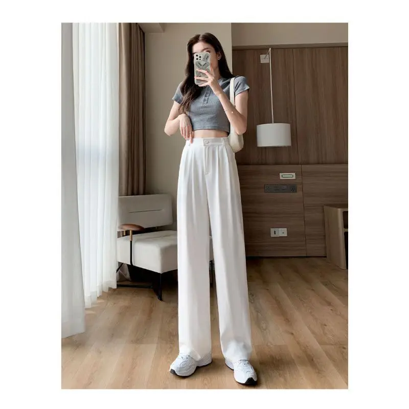 Wide-leg pants high-waisted drape mop looks skinny versatile straight casual blazer summer thin
Wide-leg pants high-waisted drape mop looks skinny versatile straight casual blazer summer thin