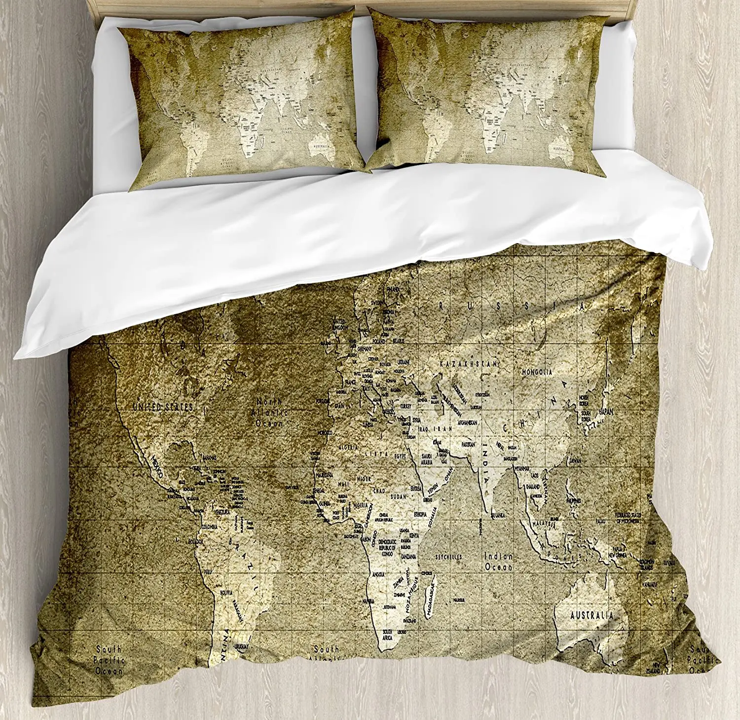 Antique Decor Bedding Set Comforter Duvet Cover Pillow Shams Old World Map with Great Texture Nosta Bedding Cover Double Bed Set
Antique Decor Bedding Set Comforter Duvet Cover Pillow Shams Old World Map with Great Texture Nosta Bedding Cover Double Bed Set