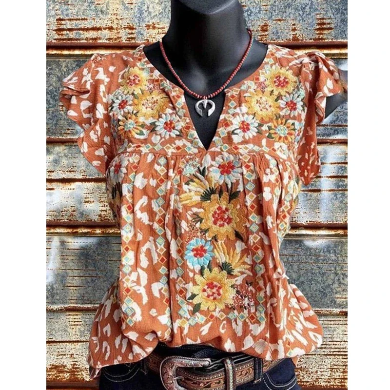Women Short Sleeve Tshirts Summer Fashion Flower Print ThinTees Casual Loose Tops for Women
Women Short Sleeve Tshirts Summer Fashion Flower Print ThinTees Casual Loose Tops for Women