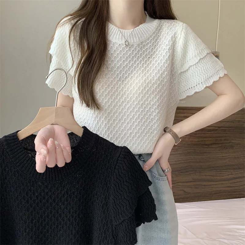 Traf Official Store Summer Top Y2k Korean Knitting Puff Sleeve Regular Solid Non Strech T Shirts Shirts And Blouses Top Fashion 
Traf Official Store Summer Top Y2k Korean Knitting Puff Sleeve Regular Solid Non Strech T Shirts Shirts And Blouses Top Fashion