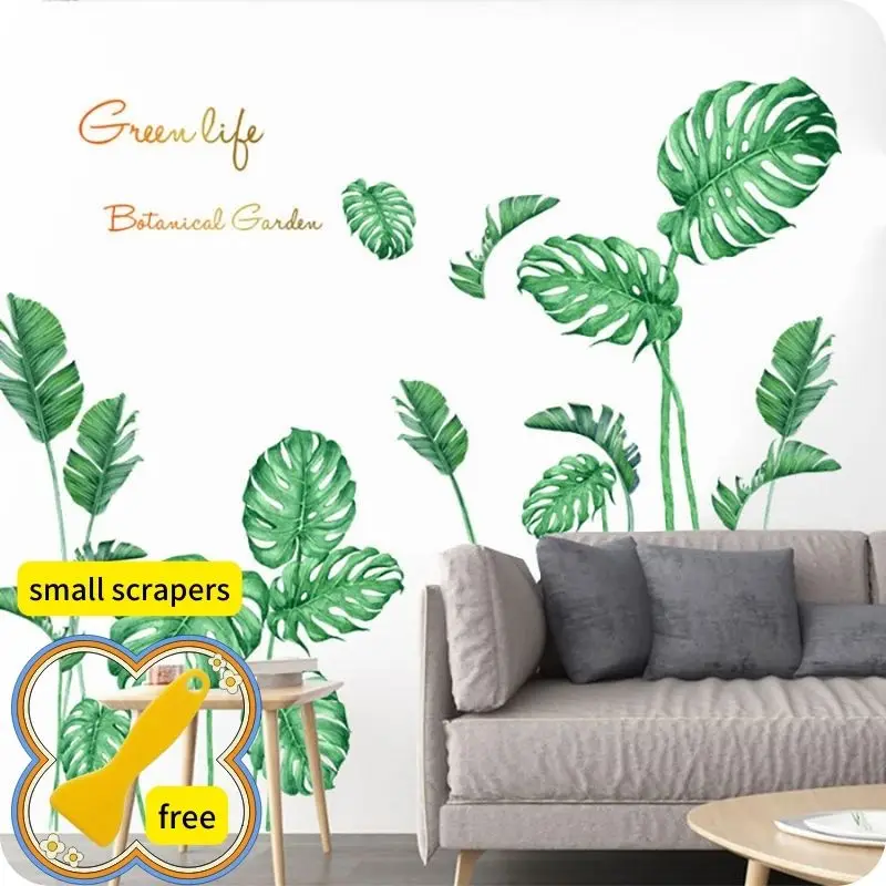 

19 styles Green Leaves Wall Stickers For Bedroom Living-room Dining Room Kitchen Kids Room DIY Vinyl Wall Decals Door Murals