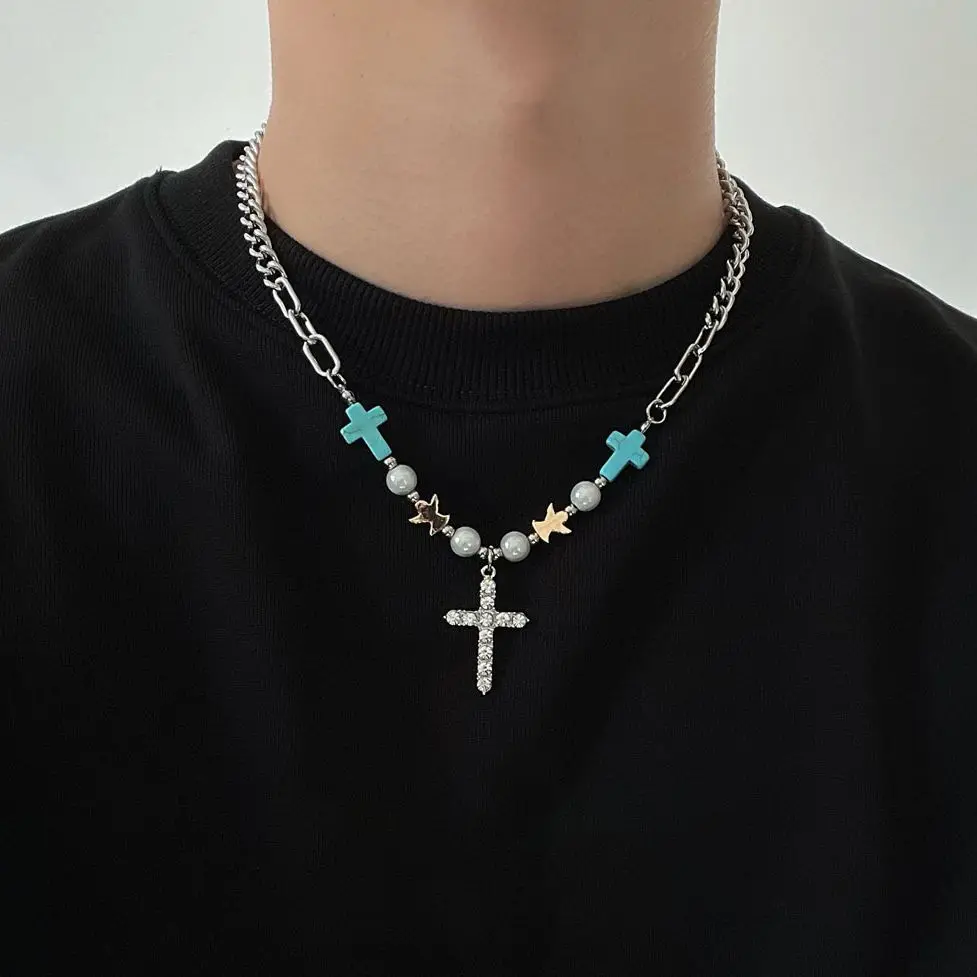 Korean Fashion Natural Stone Cross Pendant Male Necklace Hip Hop Street Pearl Necklace Men Stainless Steel Jewelry Chains
Korean Fashion Natural Stone Cross Pendant Male Necklace Hip Hop Street Pearl Necklace Men Stainless Steel Jewelry Chains