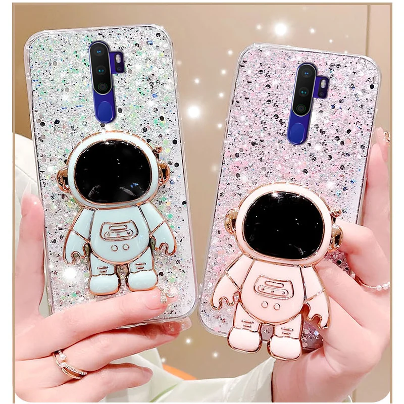 

Shiny Glitter Silicone Case For OPPO A15 A5 A9 A15S A52 A53 A54 A72 A76 A93 A96 F11 F17 F19 F21Pro Reno 7 8 New Astronaut Cover