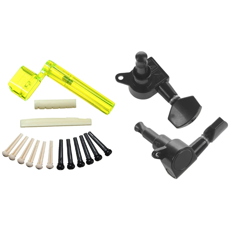 1 Set String Acoustic Guitar Nut Saddle Part+String Winder+Bridge Pins Kit & 1 Set Guitar Sealed Small Peg Tuning Tuners
1 Set String Acoustic Guitar Nut Saddle Part+String Winder+Bridge Pins Kit & 1 Set Guitar Sealed Small Peg Tuning Tuners