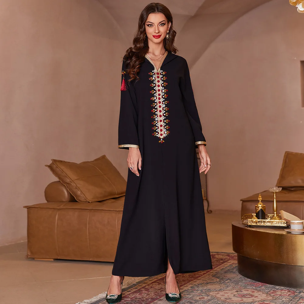 Elegant Muslim Women Long Dress Solid Hooded Rhinestone Islamic Clothes Moroccan Jalabiya Kaftan Holiday Ramadan Eid Abaya Arab
Elegant Muslim Women Long Dress Solid Hooded Rhinestone Islamic Clothes Moroccan Jalabiya Kaftan Holiday Ramadan Eid Abaya Arab