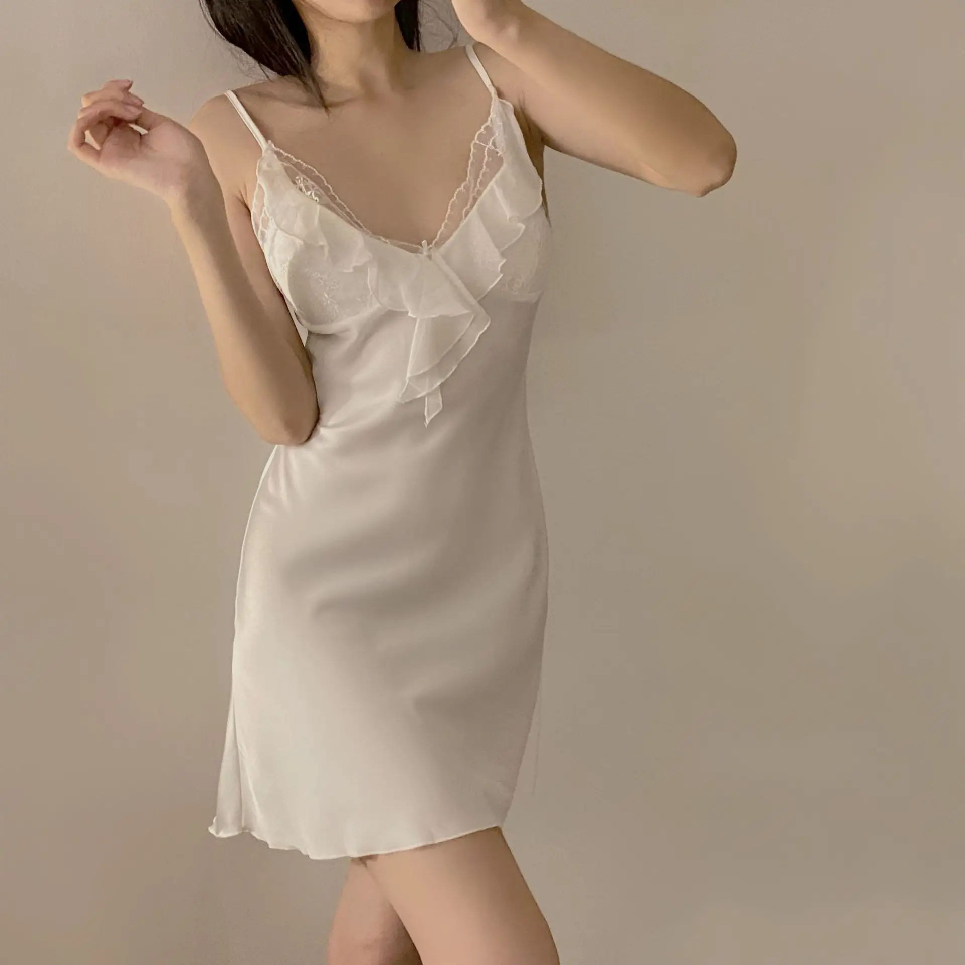 Sexy Sleep Dress Women Spaghetti Strap Nightgown Satin Silk Nightdress 2023 Autumn New Pyjamas Home Clothes Lace Lingerie
Sexy Sleep Dress Women Spaghetti Strap Nightgown Satin Silk Nightdress 2023 Autumn New Pyjamas Home Clothes Lace Lingerie