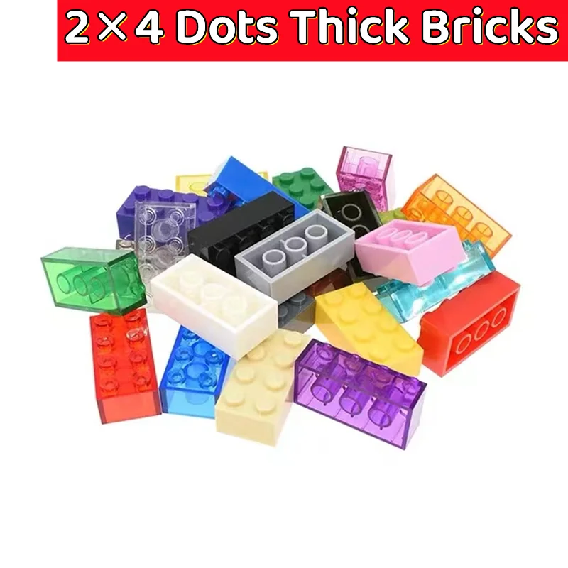 

10 Pcs Building Blocks Thick Figures Part Bricks 2x4 Dots Compatible 3001 Moc Kids Children Educational Creative Assembly Toys