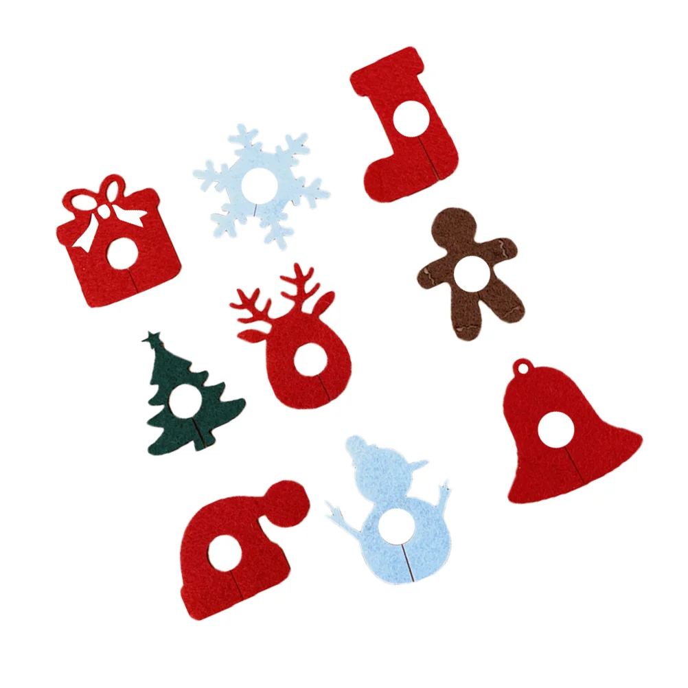 

9pcs Christmas Glass Drinking Cup Identifier Nonwoven Fabric Snowflake Snowman Deer Markers for Party Home- Random Style