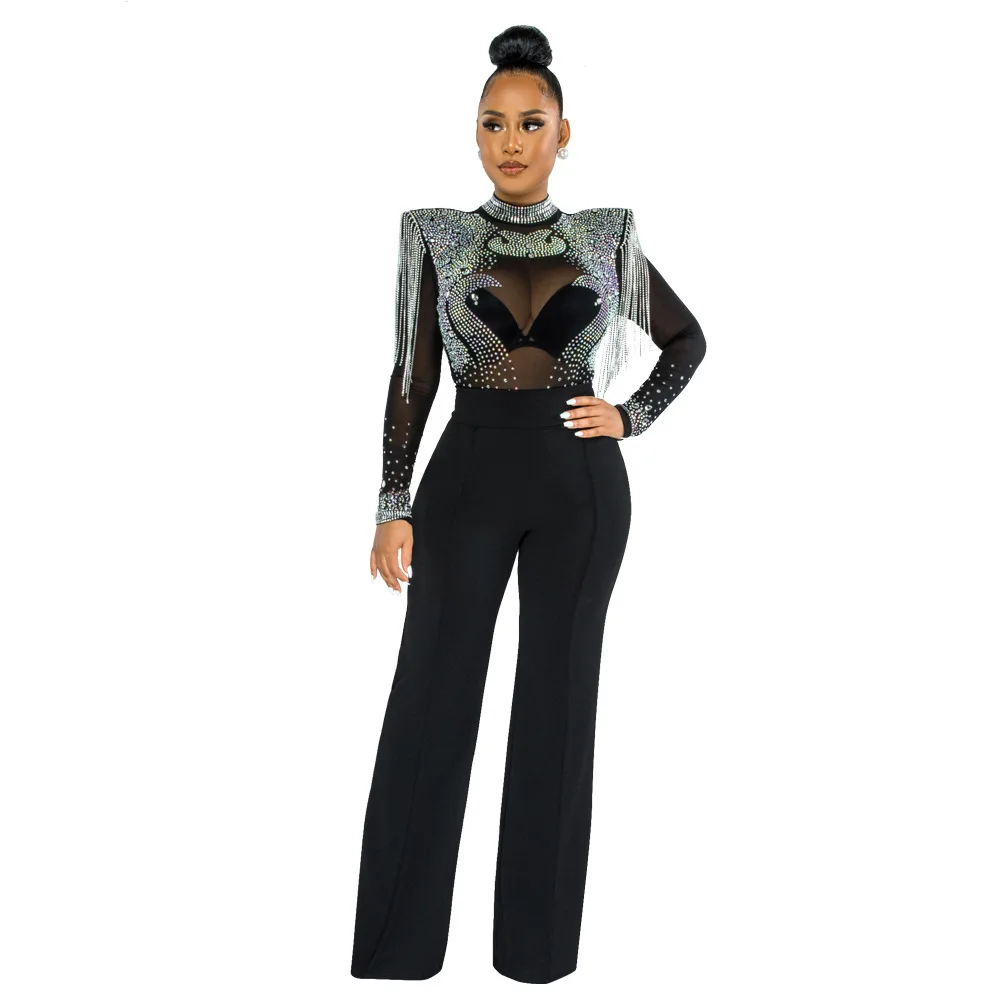 Szkzk Sexy Mesh Rhinestone Tassel Jumpsuit Bodycon Club Wear Romper Women See Through Party Nightclub Outfits Evening Jumpsuits
Szkzk Sexy Mesh Rhinestone Tassel Jumpsuit Bodycon Club Wear Romper Women See Through Party Nightclub Outfits Evening Jumpsuits