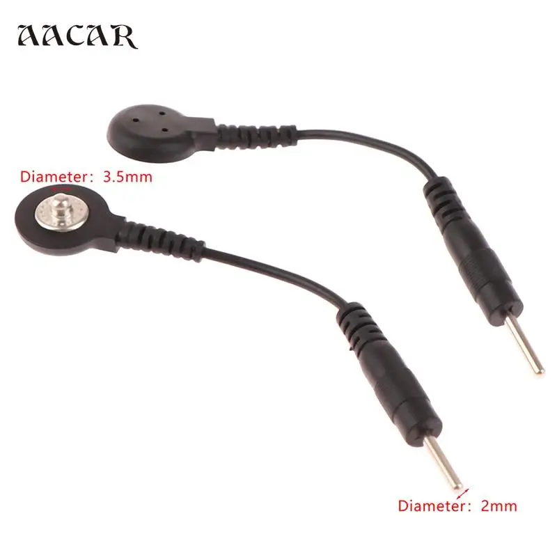 

2pcs Electrode Lead Wire Connecting Cables Plug 2.0mm Snap 3.5mm Male Connector Cable Use For Tens/EMS Massage Machine Device