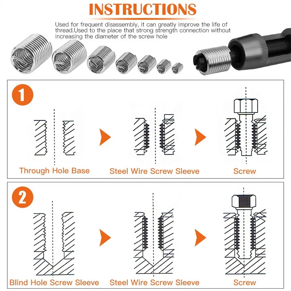 84pcs Thread Wire Screw Sleeve Repair Thread Insert Steel Sheath Helicoil Rivet Nut Kit M3 M4 M5 M6 M8 M10 M12 Metric Threaded
84pcs Thread Wire Screw Sleeve Repair Thread Insert Steel Sheath Helicoil Rivet Nut Kit M3 M4 M5 M6 M8 M10 M12 Metric Threaded