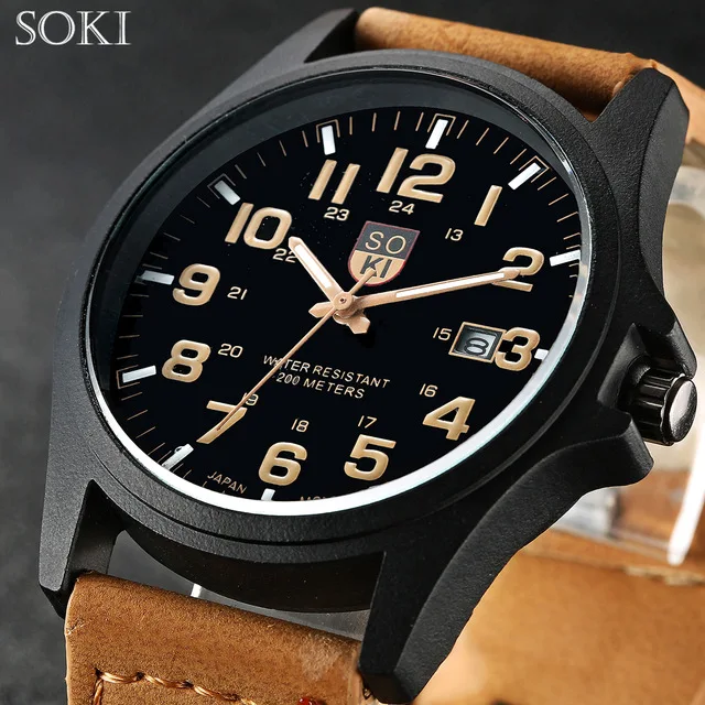 Часы наручные мужские в стиле милитари черные брендовые Роскошные с деревянным