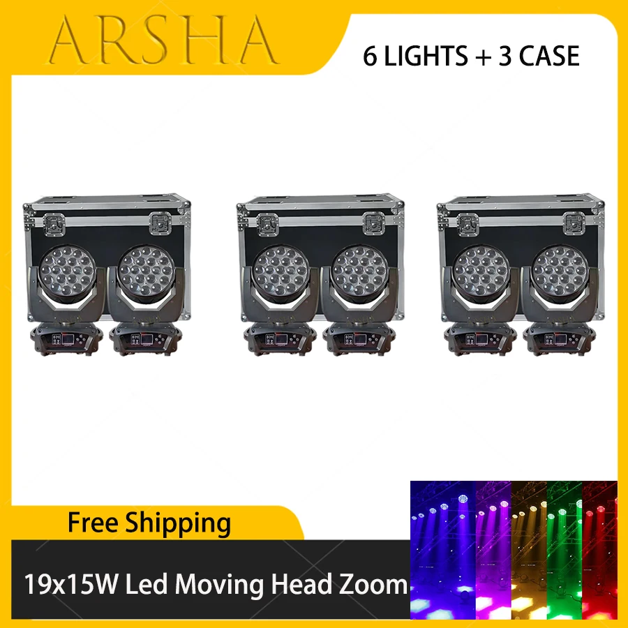 3 x Flight cases + 6 x Led Wash Zoom Moving Head lights 19x15w 4 in 1 DMX 512 Strobe Master Auto Run Sound Active Light
3 x Flight cases + 6 x Led Wash Zoom Moving Head lights 19x15w 4 in 1 DMX 512 Strobe Master Auto Run Sound Active Light