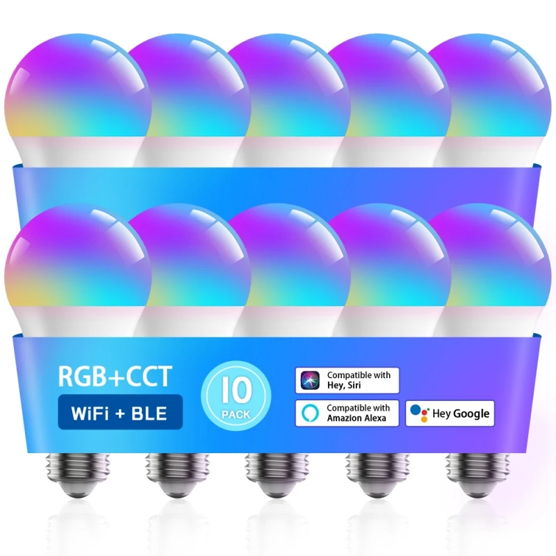 WAMID умные светодиодные лампы Wi-Fi 10 Вт E27 RGB
WAMID умные светодиодные лампы Wi-Fi 10 Вт E27 RGB