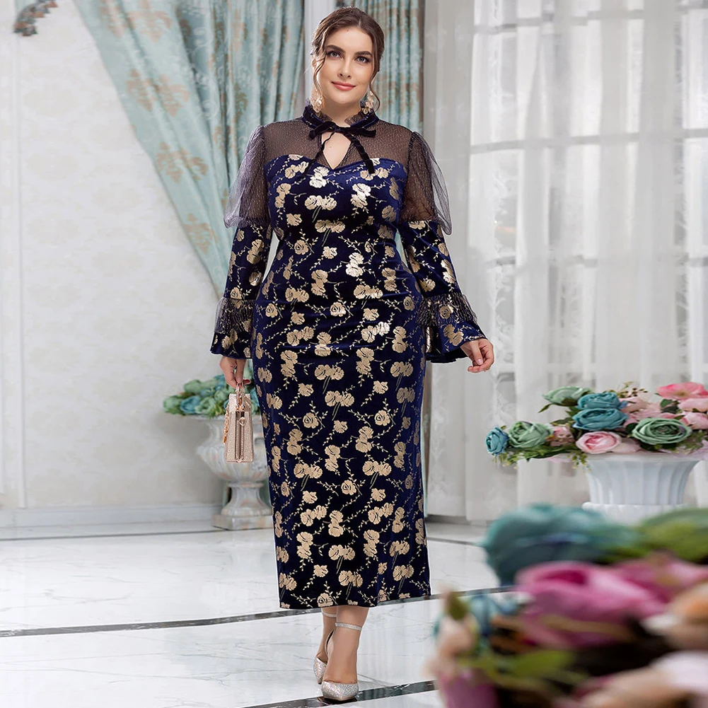 Plus Size 4XL Maxi Dresses Women Long Sleeve Evening Party Festival Vintage Clothing Lace Stitching Bodycon Dresses A30
Plus Size 4XL Maxi Dresses Women Long Sleeve Evening Party Festival Vintage Clothing Lace Stitching Bodycon Dresses A30