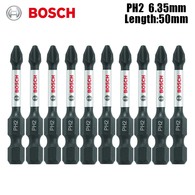 

Bosch 50mm PH2 Tough Impact Screwdriving Bits Professional Driver Drill Bit Phillips #2 Bosch Go 2 Original High Hardness Tips