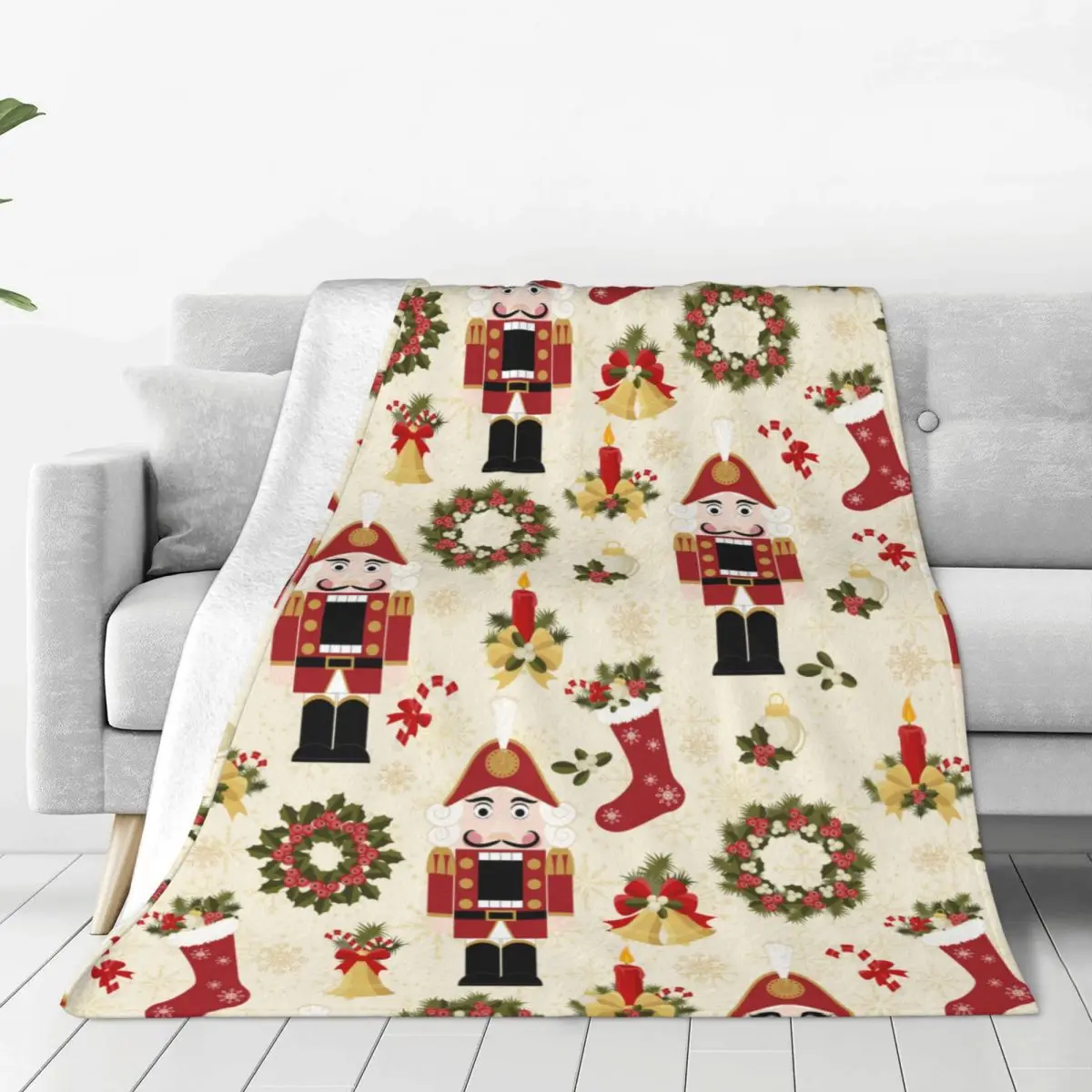 

Nutcracker New Year Blanket Christmas Tree Fleece Throw Blanket Summer Air Conditioning Portable Soft Warm Bedsprea